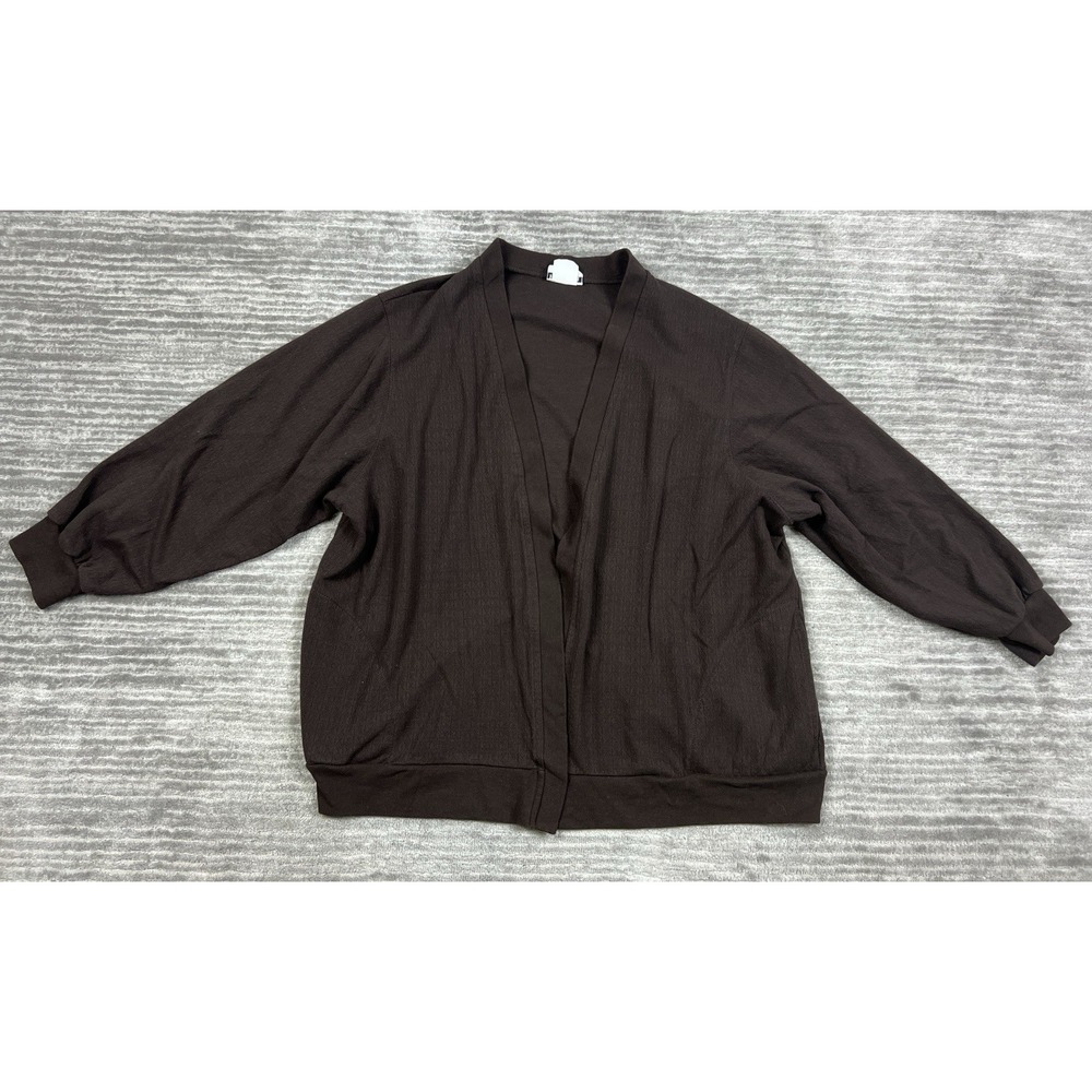Bonworth Sweater Womens Large Petite Brown Open Front Polyester Blend Cardigan